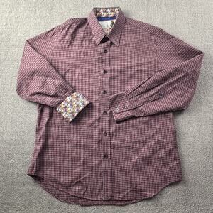 Robert Graham Shirt Adult Large Red Button Up Long Sleeve Flip Cuff Casual Men's